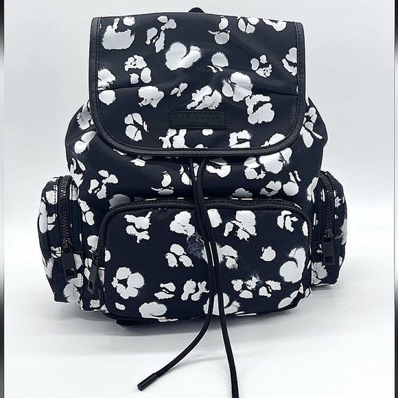 Like New!! Ted Baker Black and White Floral Backpack - Picture 1 of 15